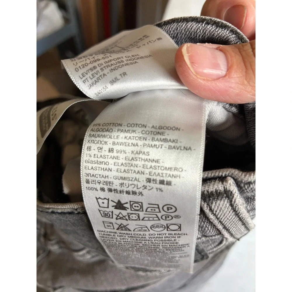 Levis 511 Slim Fit Grey Denim Jeans Mens 36x30 04511-3095 Stretch Cotton